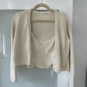 Reformation Ivory Cotton Cardigan Tank Set